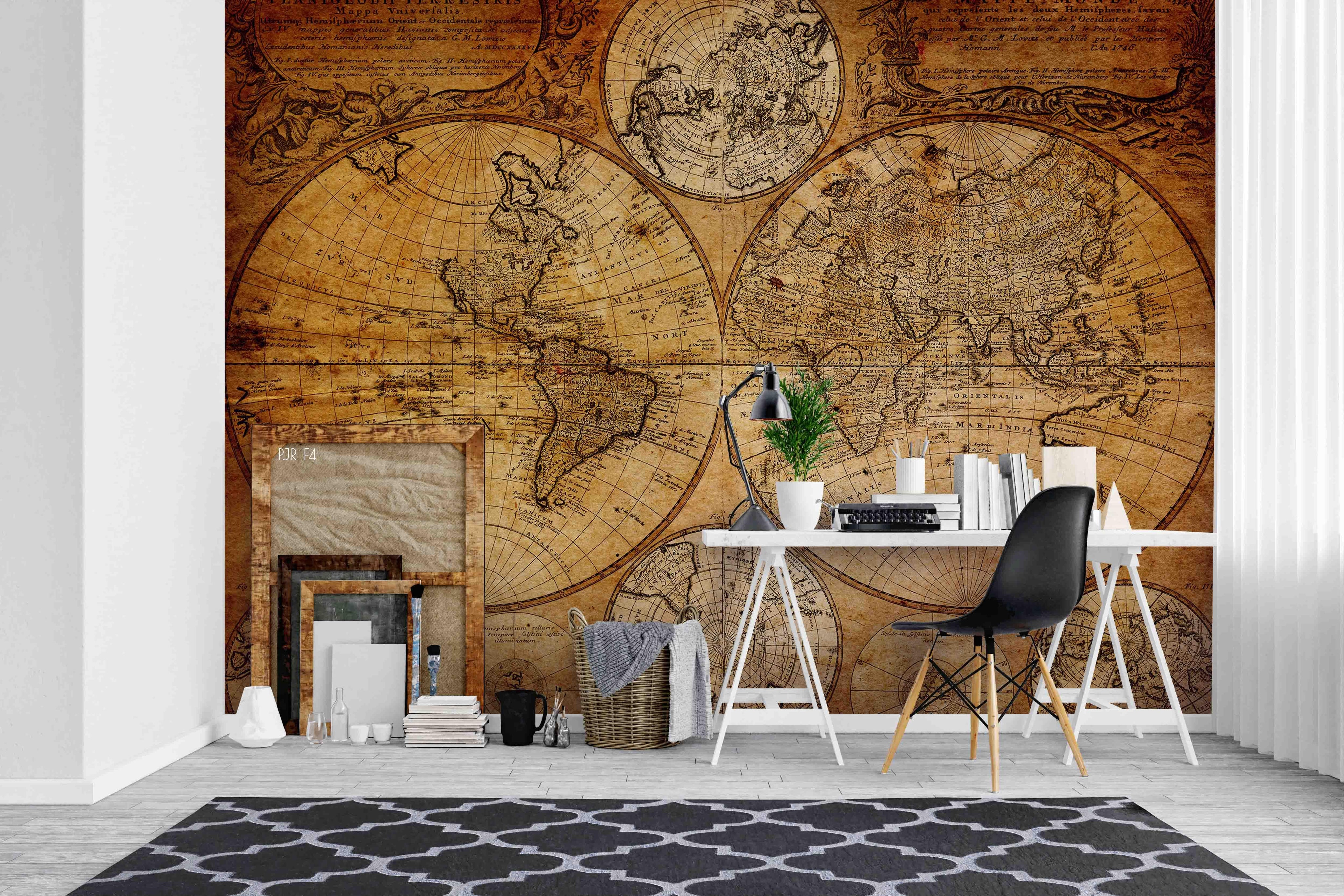 3D Retro World Map Wall Mural Wallpaper LQH 8- Jess Art Decoration