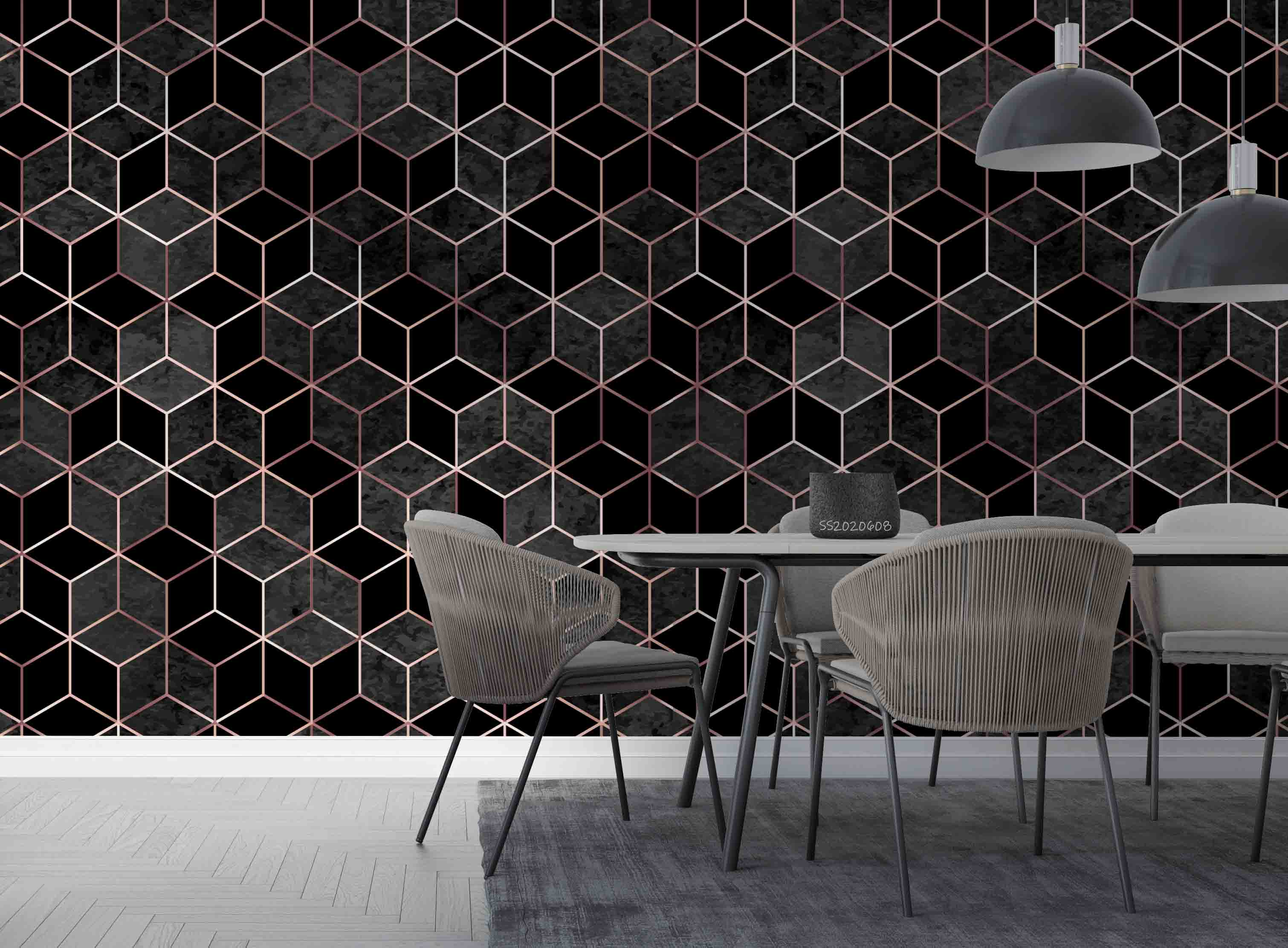 3D Abstract Geometric Cube Black Pattern Wall Mural Wallpaper GD 459- Jess Art Decoration