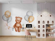 3D Watercolor Teddy Bear Sitting Garland Balloons Wall Mural Wallpaper GD 1785- Jess Art Decoration