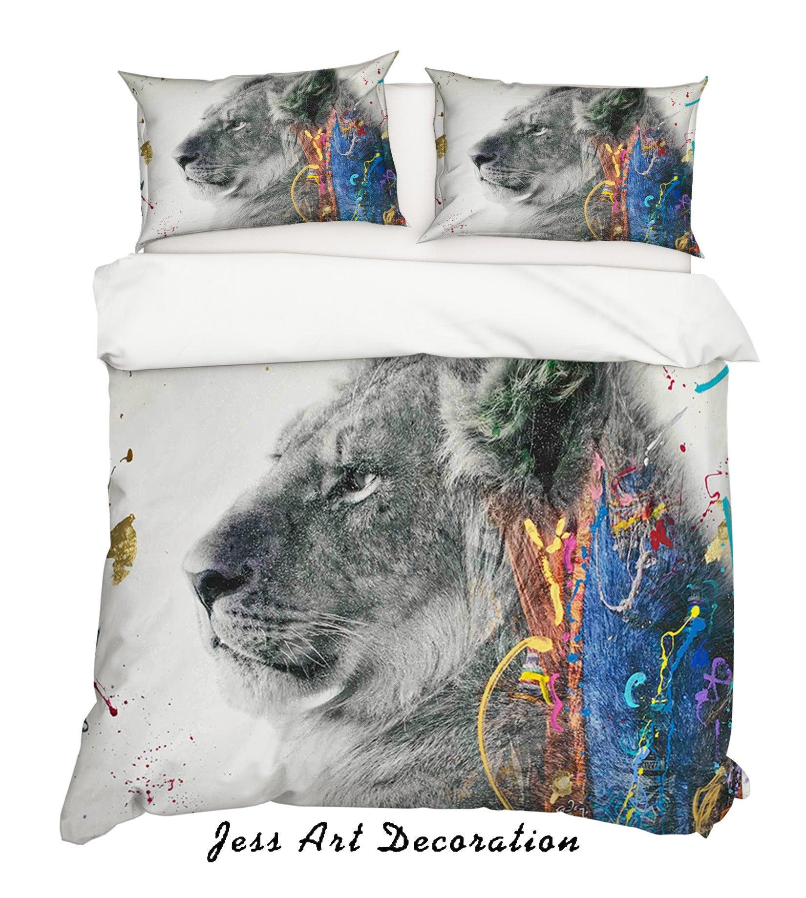 3D Fine Art Lion Animal Quilt Cover Set Bedding Set Duvet Cover Pillowcases LXL- Jess Art Decoration