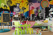 3D Colorful City Building Graffiti Wall Mural Wallpaper B91- Jess Art Decoration