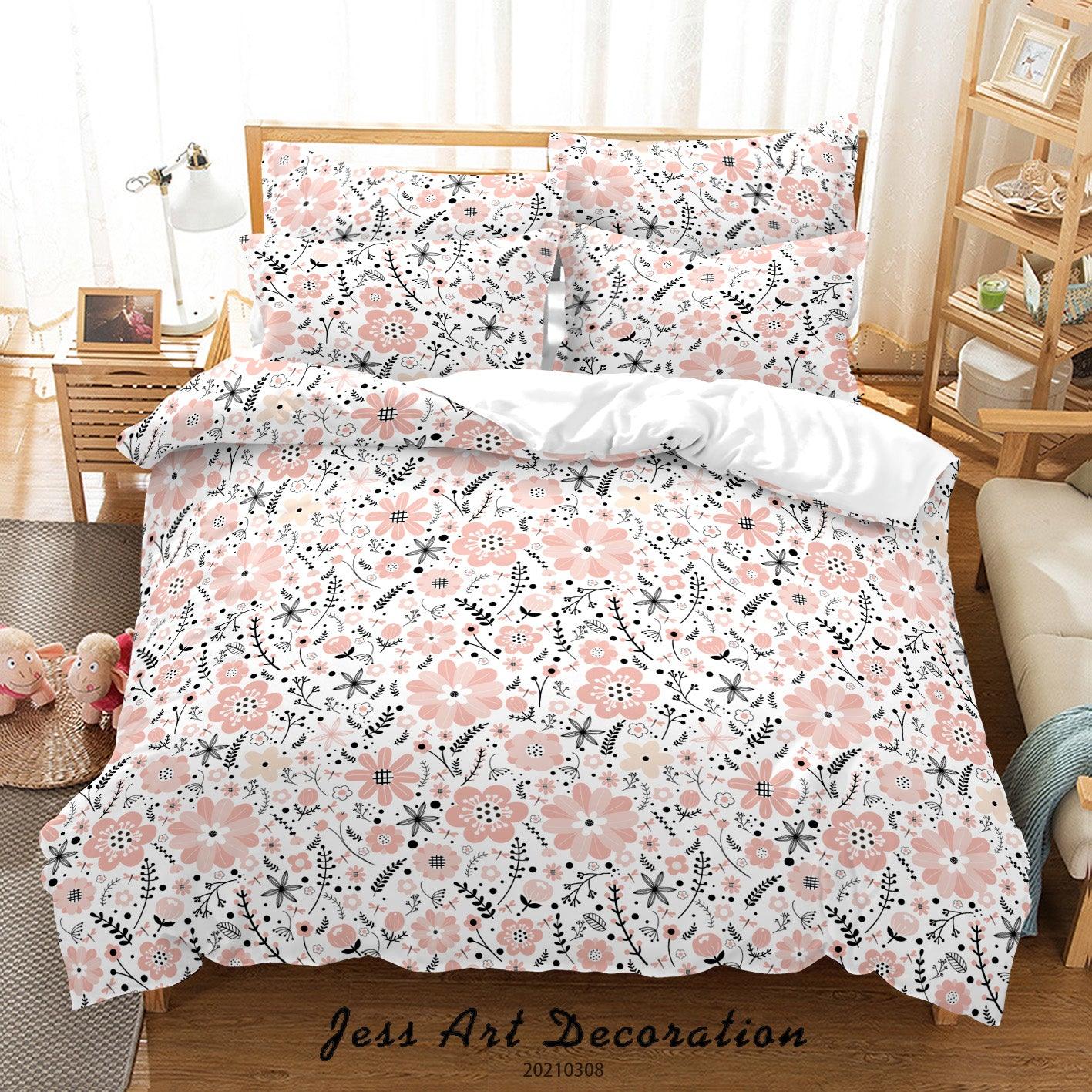 3D Watercolor Pink Floral Quilt Cover Set Bedding Set Duvet Cover Pillowcases 10- Jess Art Decoration