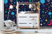 3D Cartoon Space Planet Star Blue Wall Mural Wallpaper LQH 7- Jess Art Decoration