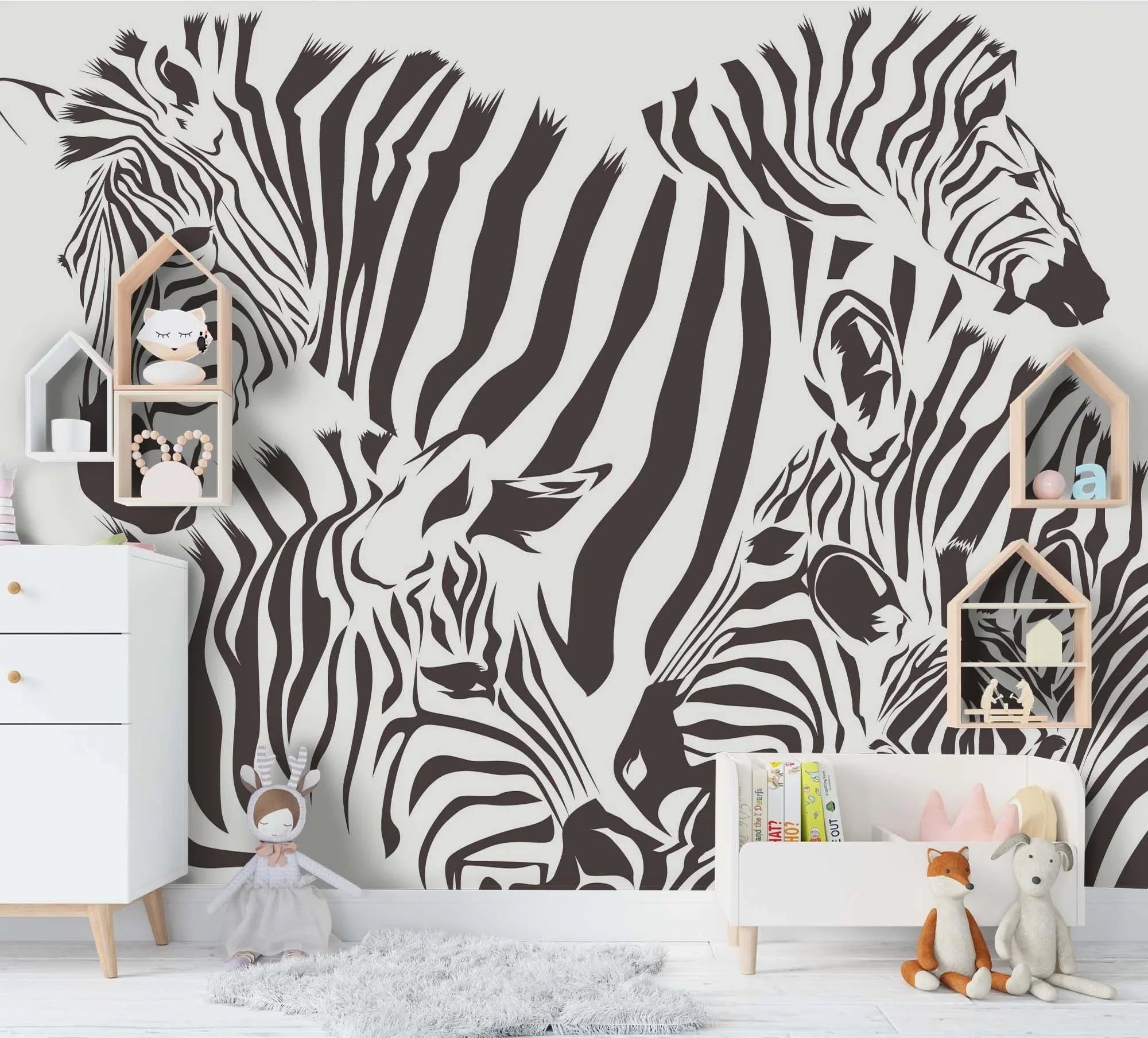 3D Freehand Sketching Black White Animal Zebra Wall Mural Wallpaper ZY D127- Jess Art Decoration