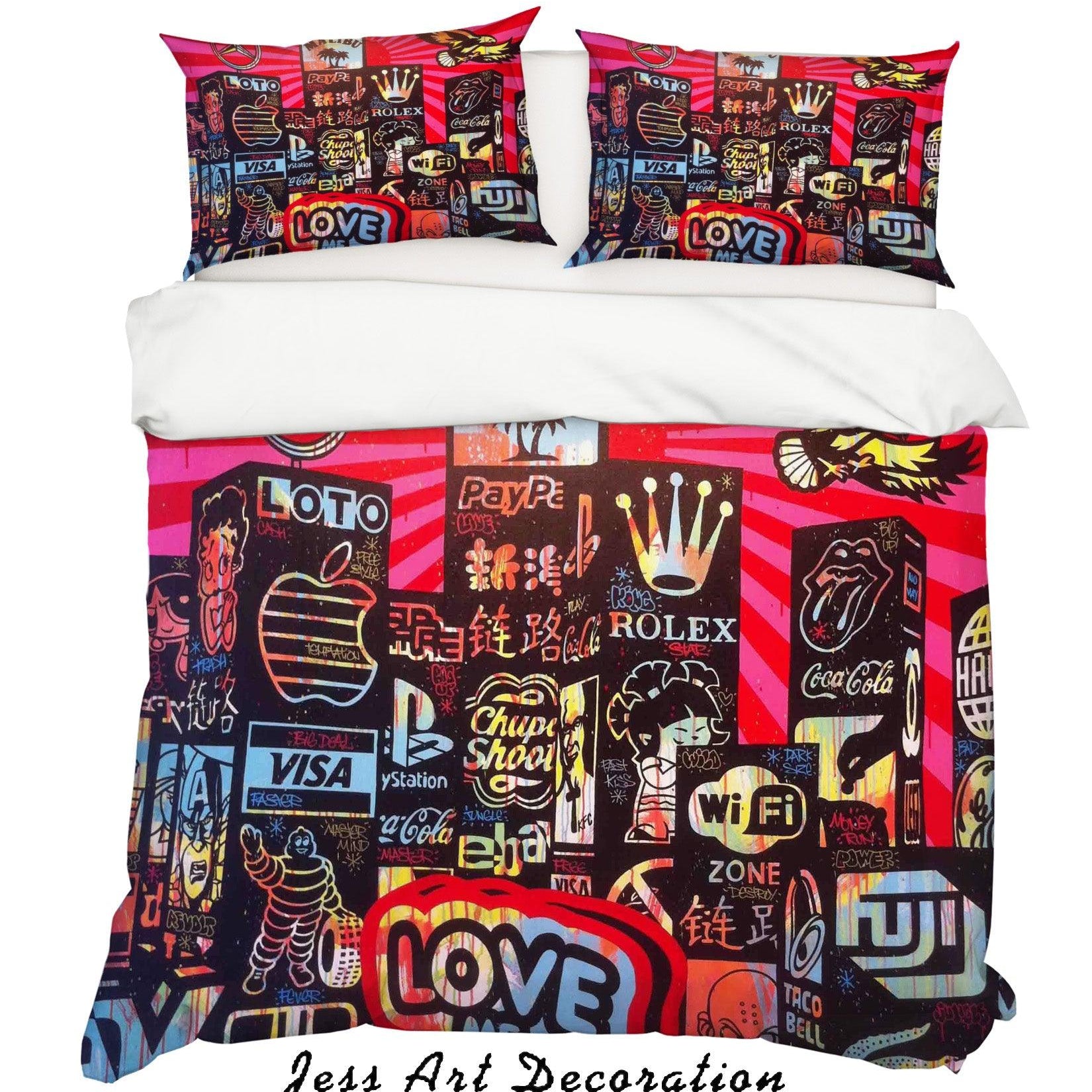 3D Abstract Colorful Modern Cityscapes Pink Quilt Cover Set Bedding Set Duvet Cover Pillowcases LXL- Jess Art Decoration