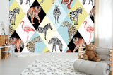 3D Flamingo Tiger Leopard Zebra Wall Mural Wallpaper 16- Jess Art Decoration