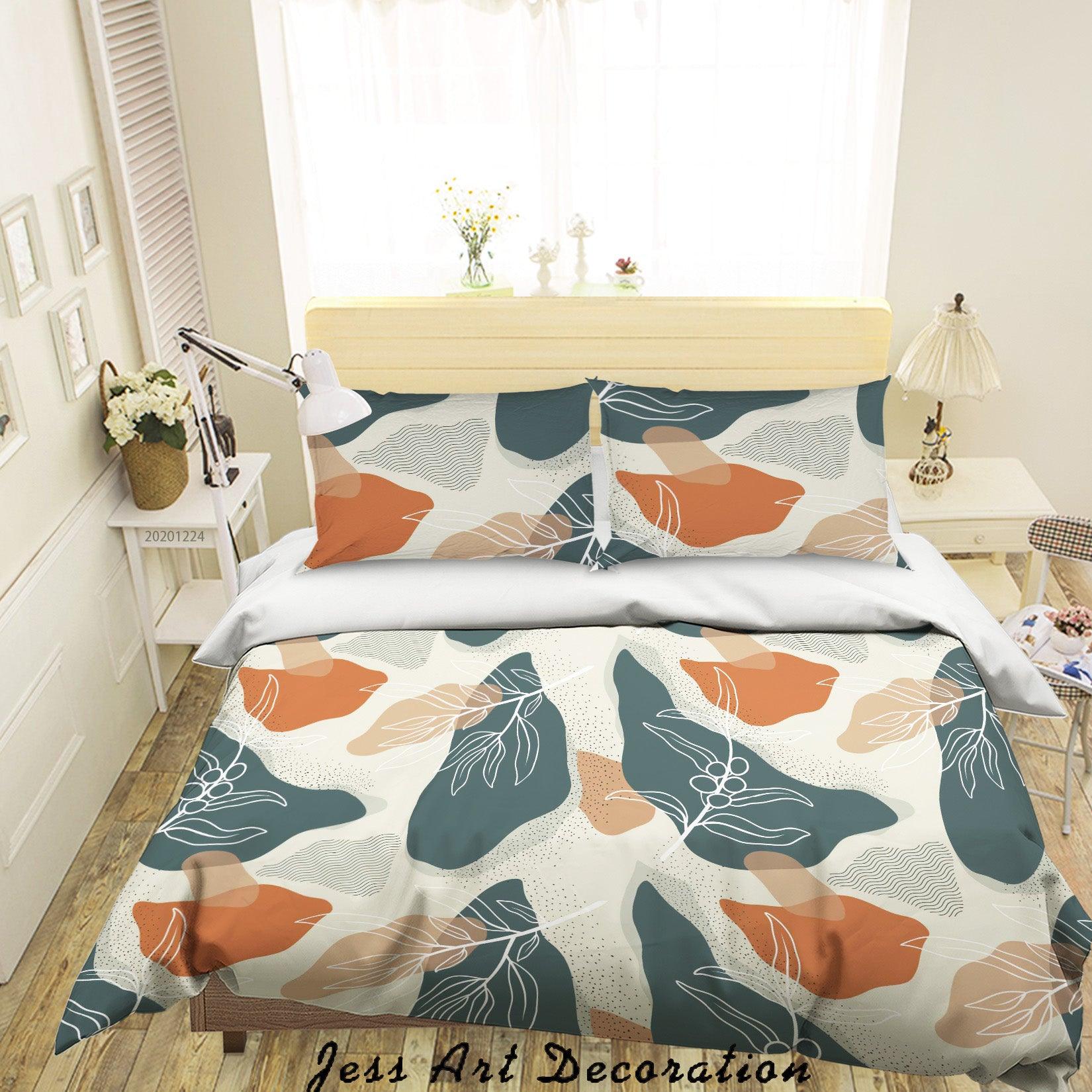 3D Abstract Geometric Leaf Pattern Quilt Cover Set Bedding Set Duvet Cover Pillowcases 121 LQH- Jess Art Decoration