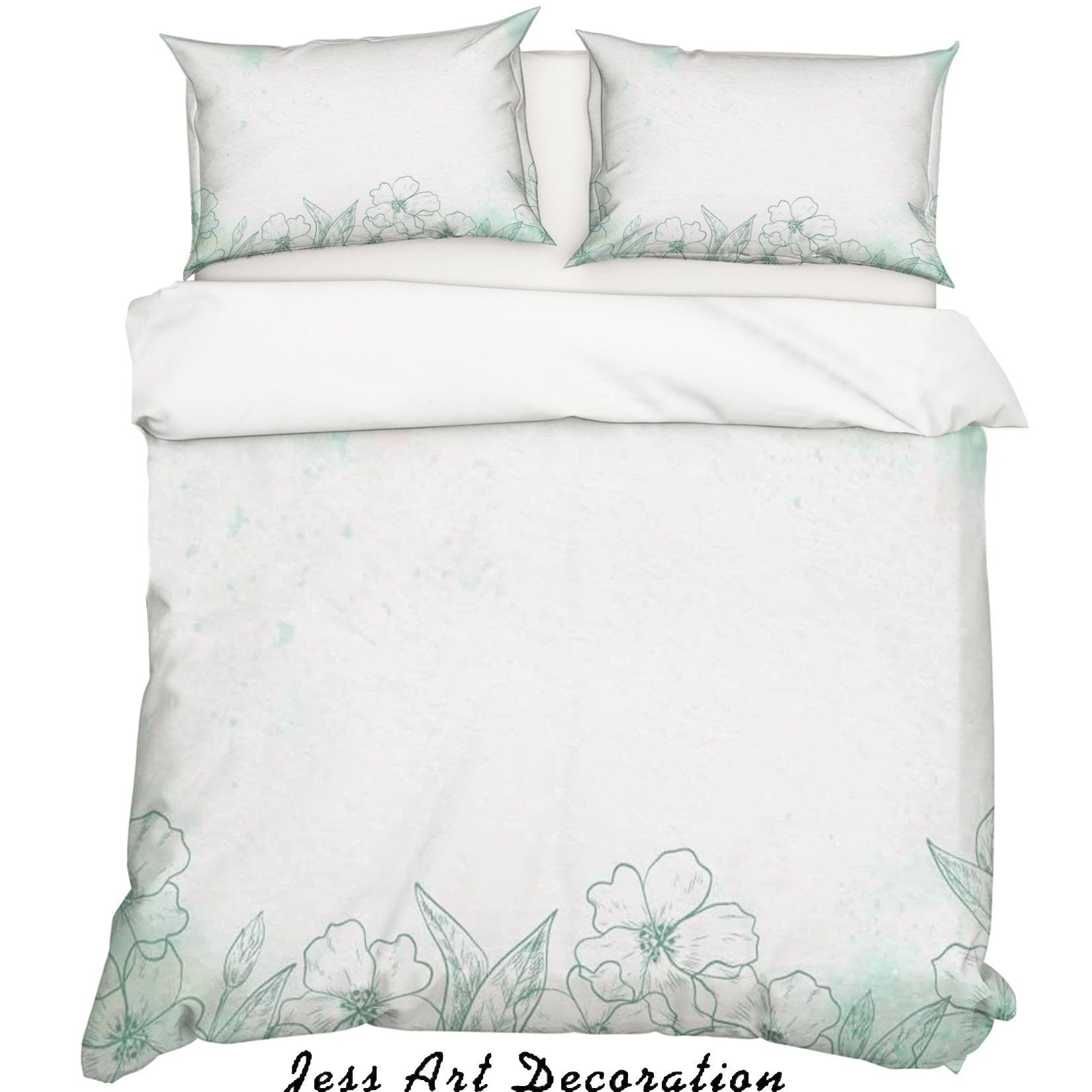 3D White Floral Quilt Cover Set Bedding Set Pillowcases 109- Jess Art Decoration