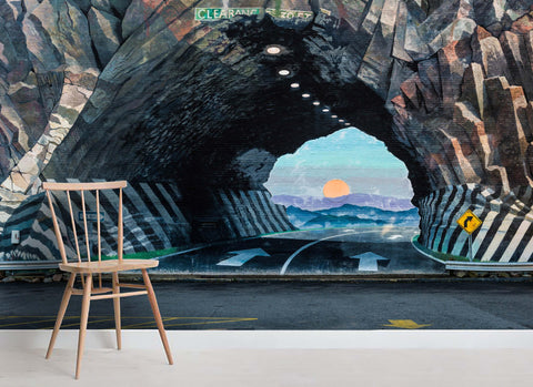 3D Tunnel Highway Sun Wall Ship Mural Wallpaper 08- Jess Art Decoration