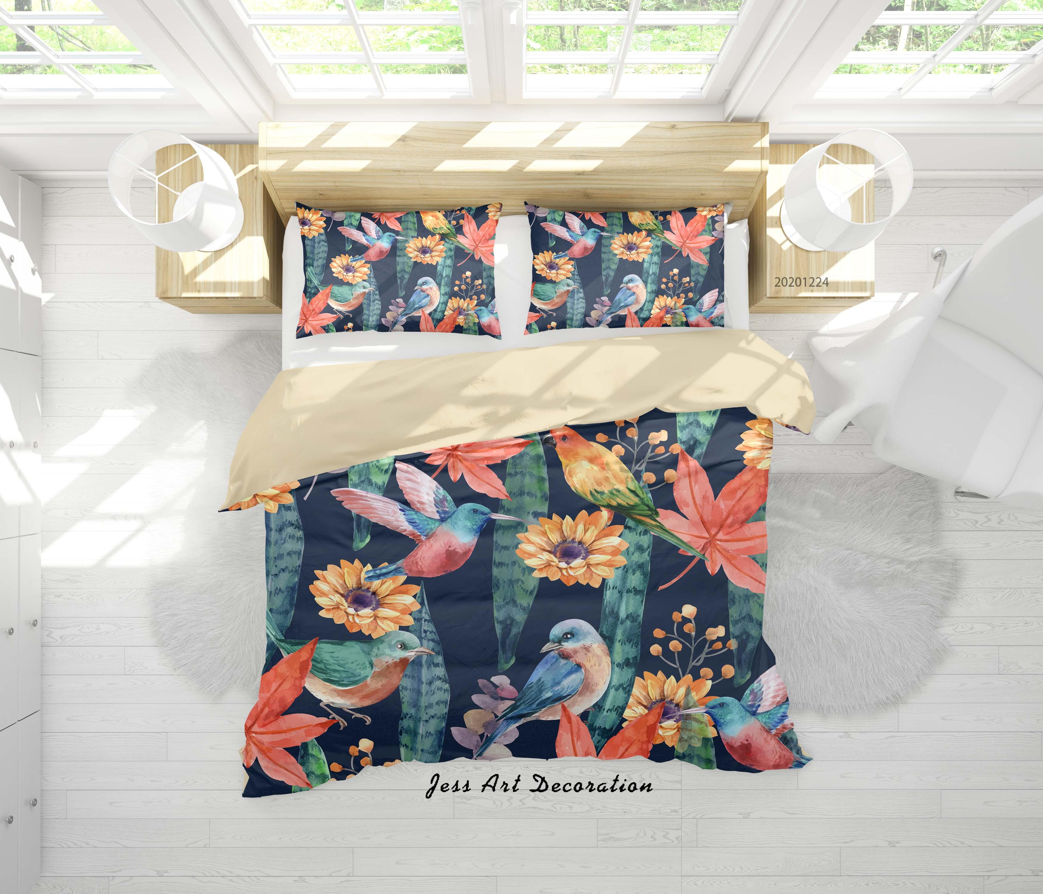 3D Tropical Plant Floral Bird Quilt Cover Set Bedding Set Duvet Cover Pillowcases 10 LQH- Jess Art Decoration