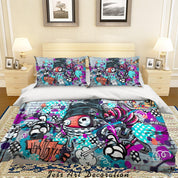 3D Graffiti Colorful Quilt Cover Set Bedding Set Duvet Cover Pillowcases LXL- Jess Art Decoration