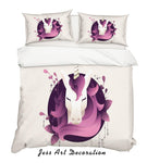 3D Cartoon Unicorn Purple Quilt Cover Set Bedding Set Pillowcases 32- Jess Art Decoration