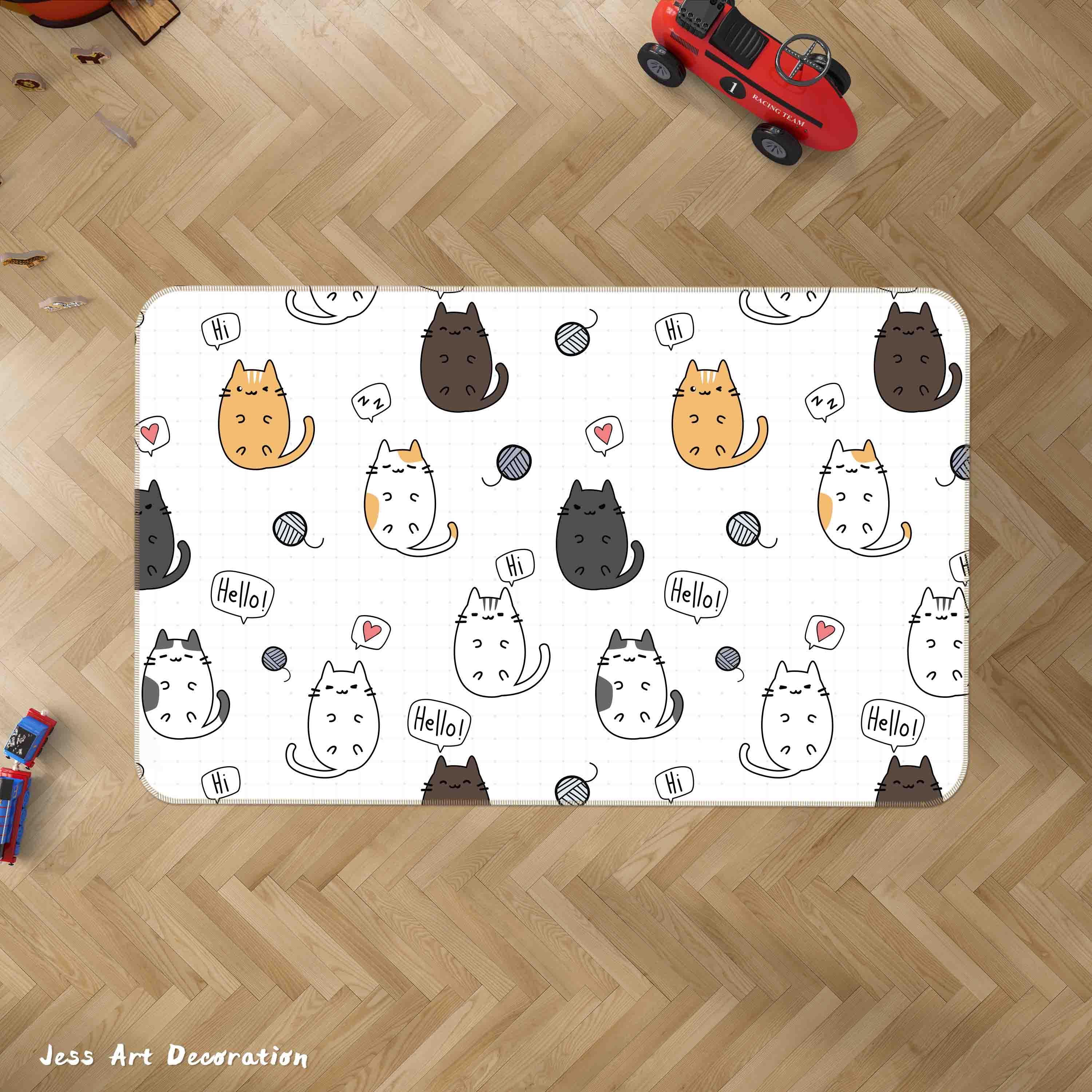 3D Cartoon Animal Cat Non-Slip Rug Mat 2- Jess Art Decoration
