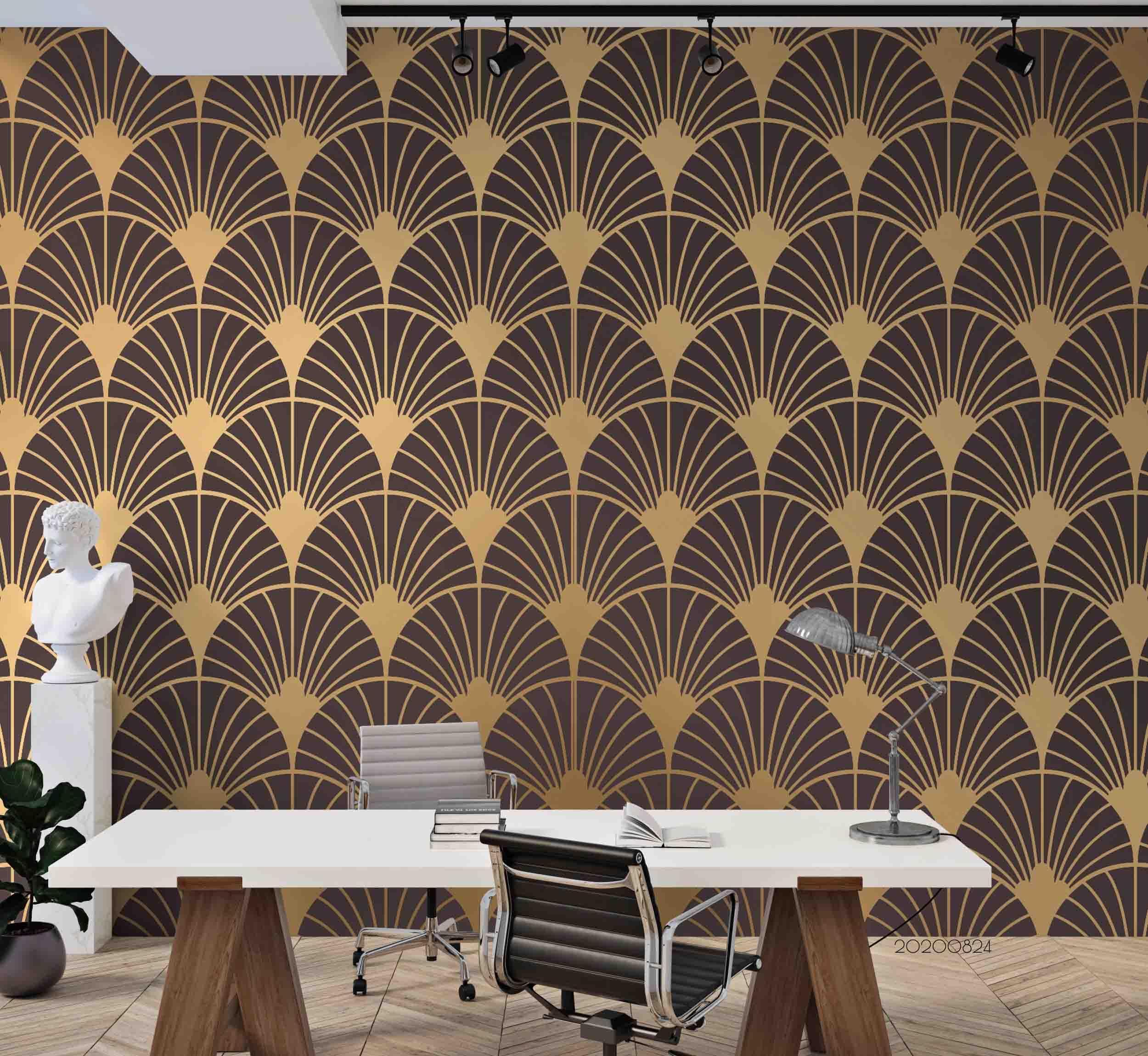 3D Abstract Gold Line Geometry Art Wall Mural Wallpaper 29 LQH- Jess Art Decoration