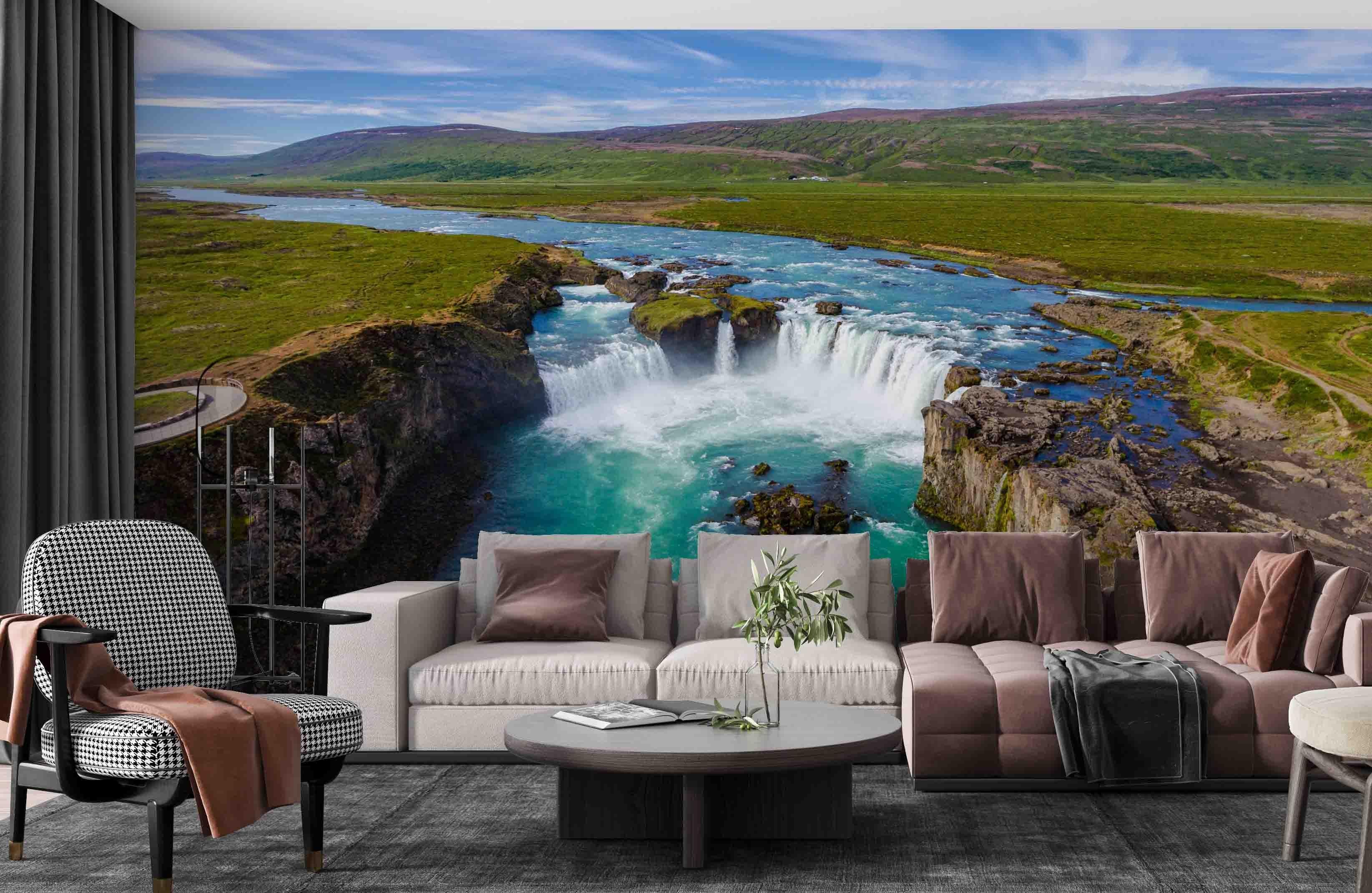 3D Mountain River Nature Landscape Wall Mural Wallpaper LQH 171- Jess Art Decoration