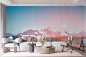 3D Mountain Range Forest Sunrise Wall Mural Wallpaper SWW3723- Jess Art Decoration