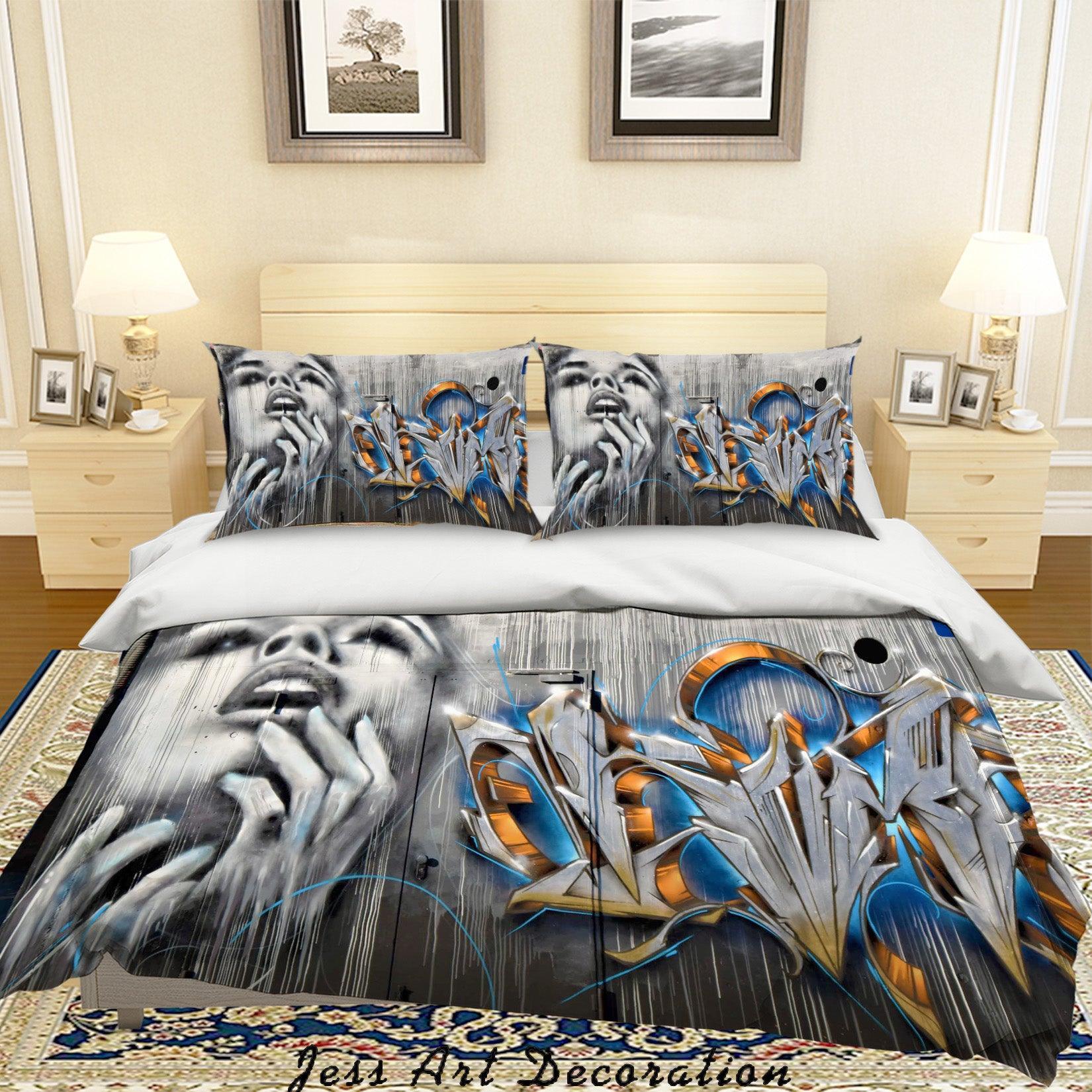 3D Graffiti Figure Quilt Cover Set Bedding Set Duvet Cover Pillowcases LXL- Jess Art Decoration