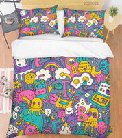 3D Abstract Color Monster Graffiti Quilt Cover Set Bedding Set Duvet Cover Pillowcases 21- Jess Art Decoration