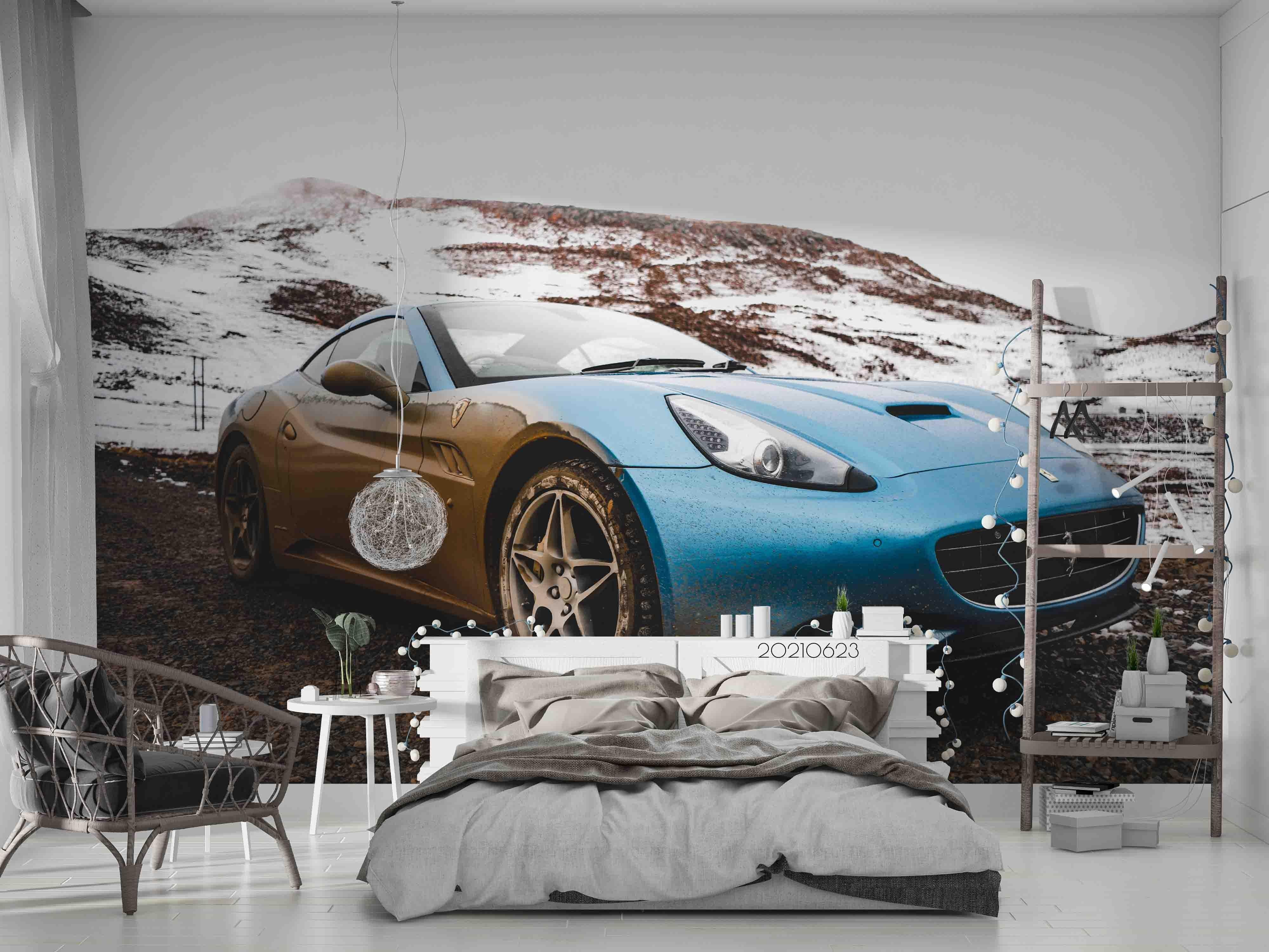 3D Snow Mountain Sports Car Wall Mural Wallpaper LQH 10- Jess Art Decoration