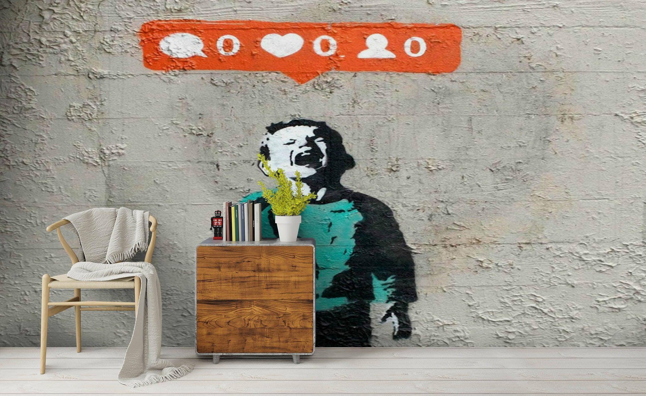 3D Banksy Geometry Diamond Color Boy Cry Wall Mural Wallpaper ZY D76- Jess Art Decoration