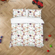 3D Cartoon Hand Drawn Cute Sloth Plant Illustration Animal Quilt Cover Set Bedding Set Duvet Cover Pillowcases LXL- Jess Art Decoration