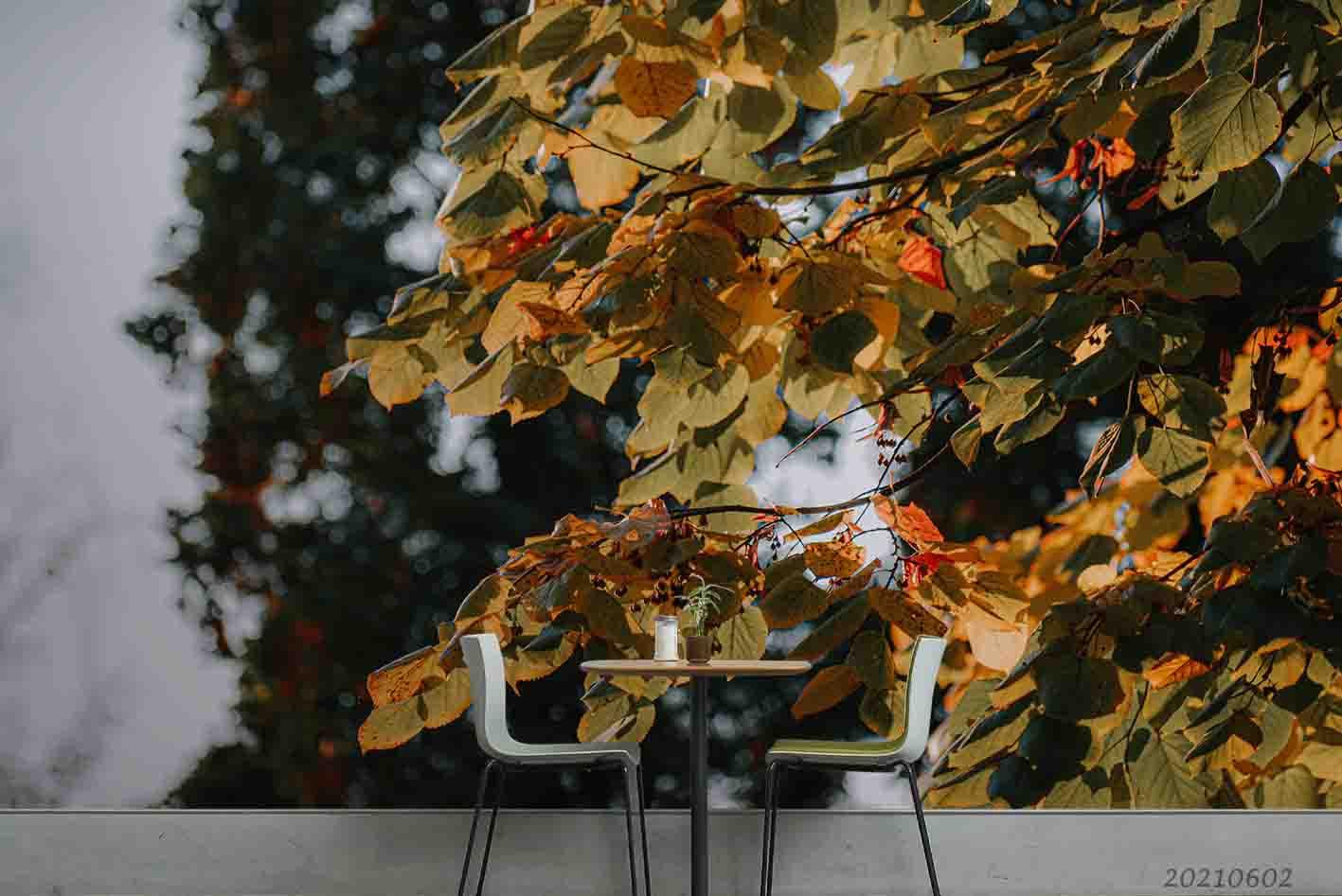 3D Autumn Yellow Leaf Photo Background Wall Mural Wallpaper SWW849- Jess Art Decoration