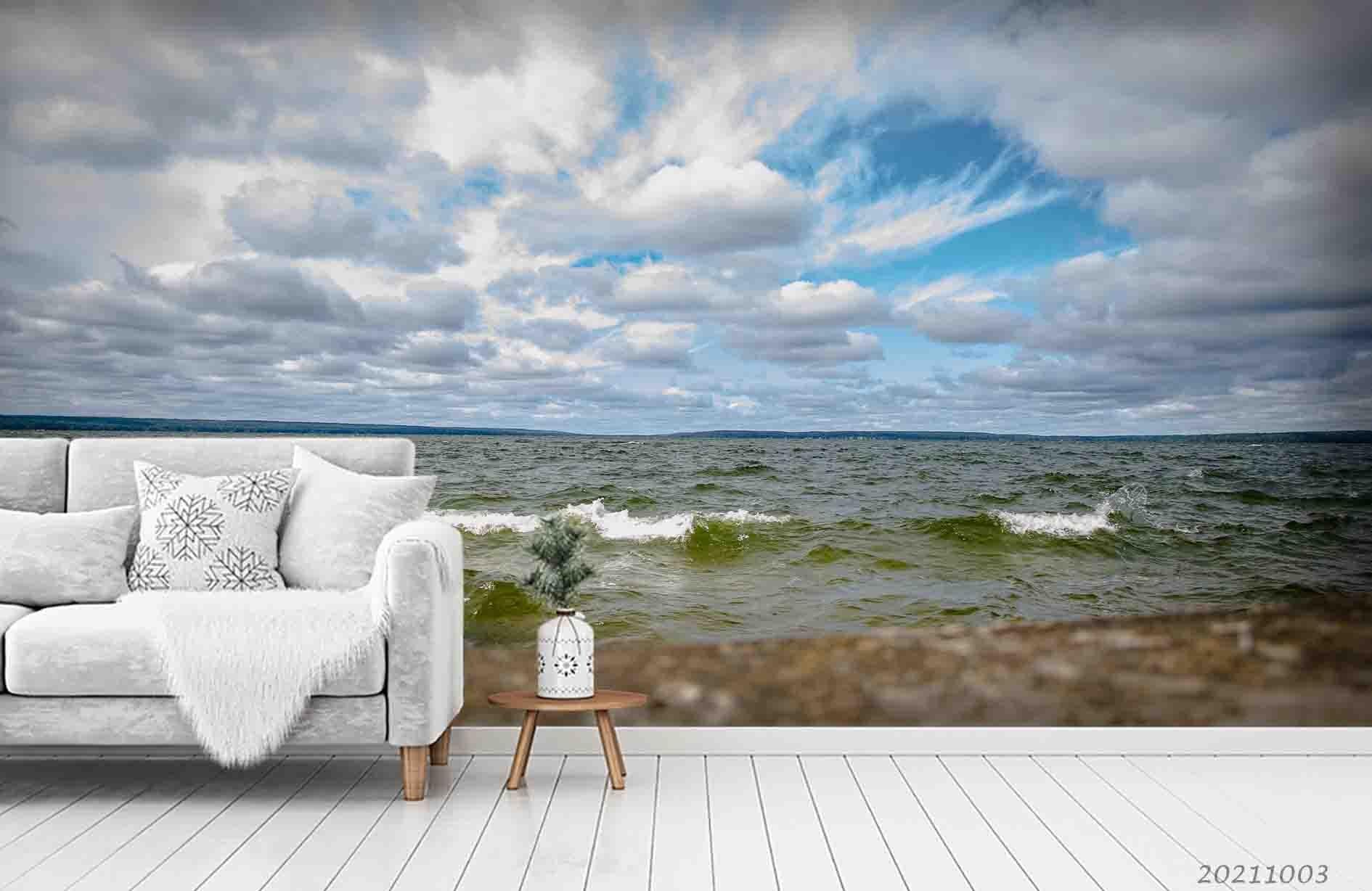 3D Blue Sky Cloud Sea Landscape Wall Mural Wallpaper LQH 403- Jess Art Decoration