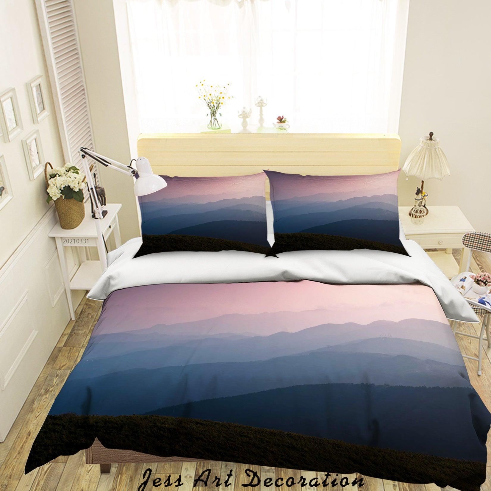 3D Watercolor Sky Mountain Landscape Quilt Cover Set Bedding Set Duvet Cover Pillowcases 274- Jess Art Decoration