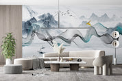 3D Abstract Art Mountain Bird Deer Ink Landscape Wall Mural Wallpaper GD 2458- Jess Art Decoration