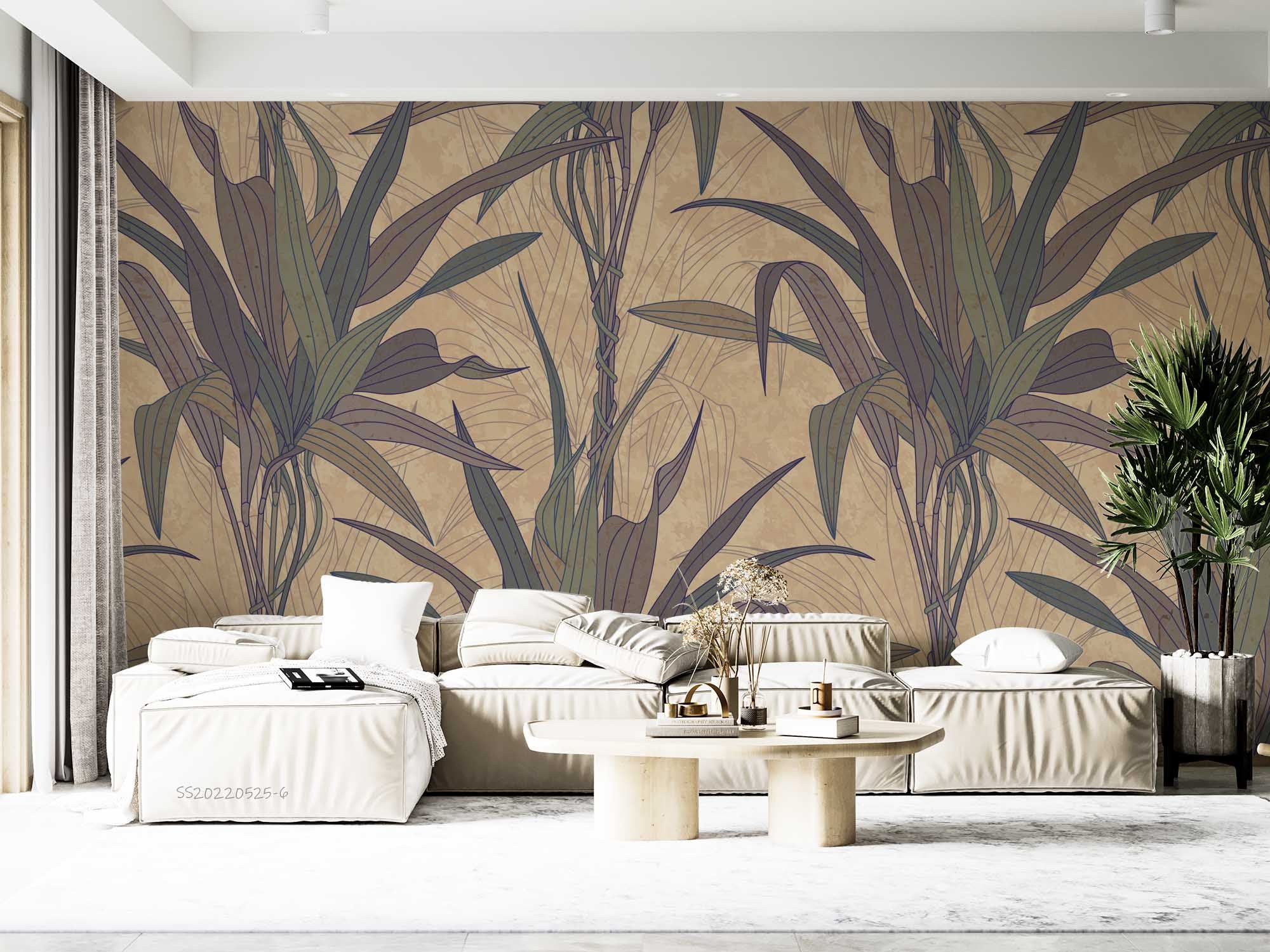 3D Vintage Plant Leaf Pattern Wall Mural Wallpaper GD 1302- Jess Art Decoration