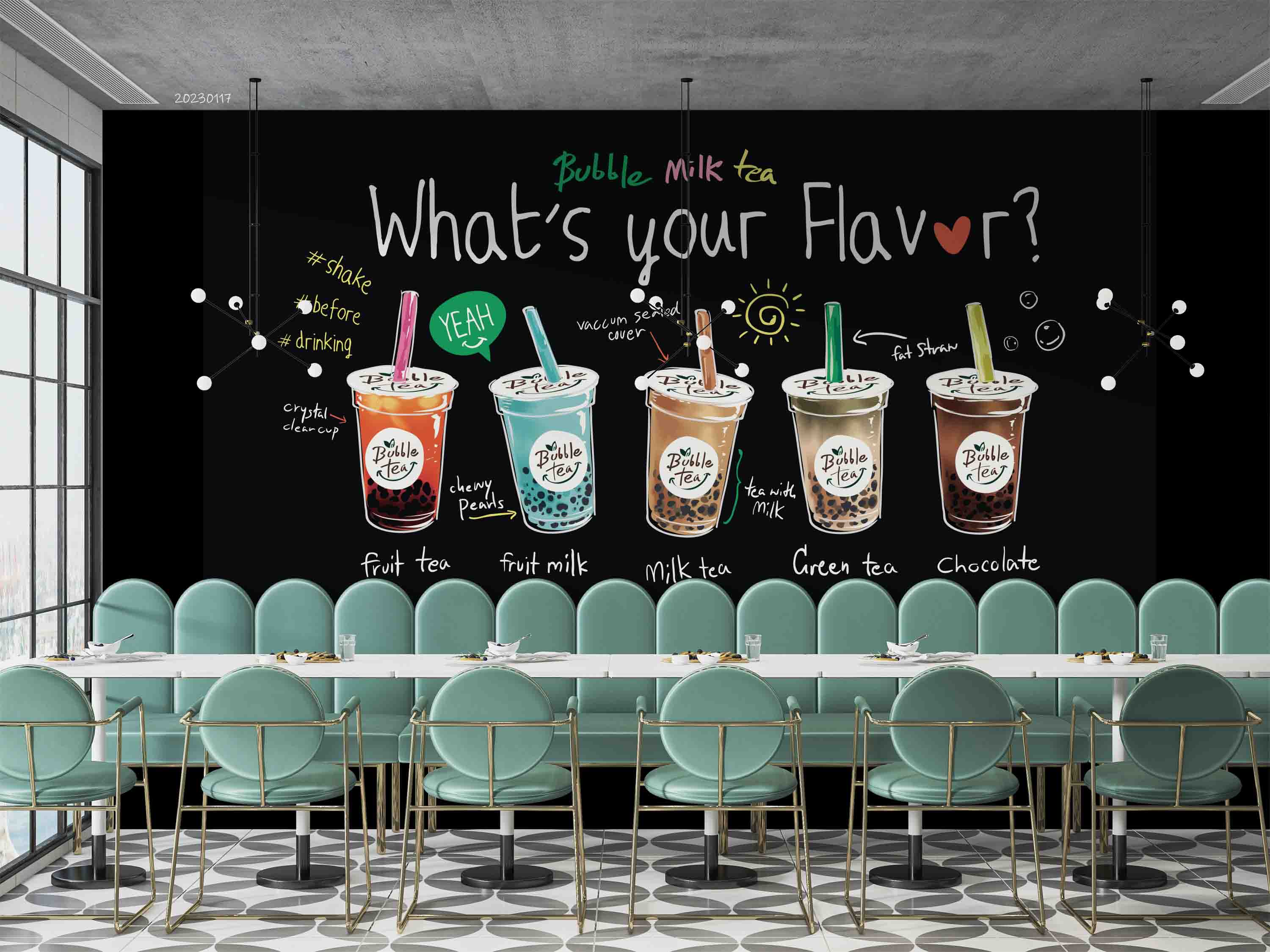 3D Bubble Tea Coffee Sippy Cup Wall Mural Wallpaper GD 1639- Jess Art Decoration