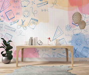 3D Watercolor School Cartoon Wall Mural Wallpaper SWW3600- Jess Art Decoration
