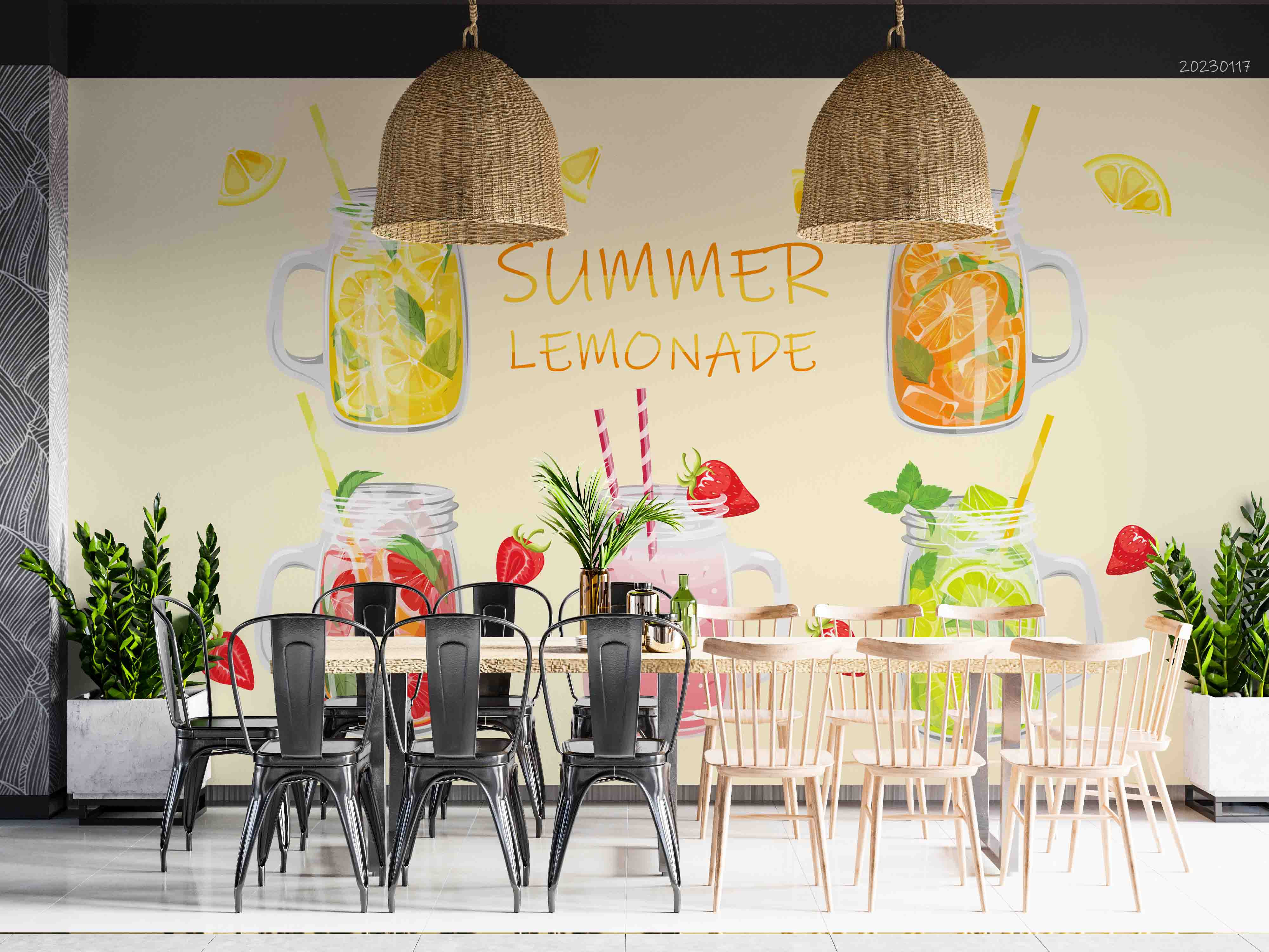3D Fruit Tea Bubble Tea Pearl Tea Milk Tea Shop Wall Mural Wallpaper JN 16- Jess Art Decoration