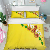 3D White Red Floral Yellow Quilt Cover Set Bedding Set Pillowcases 28- Jess Art Decoration