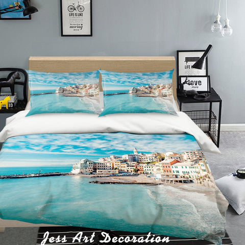 3D City Seaside Quilt Cover Set Bedding Set Pillowcases  22- Jess Art Decoration