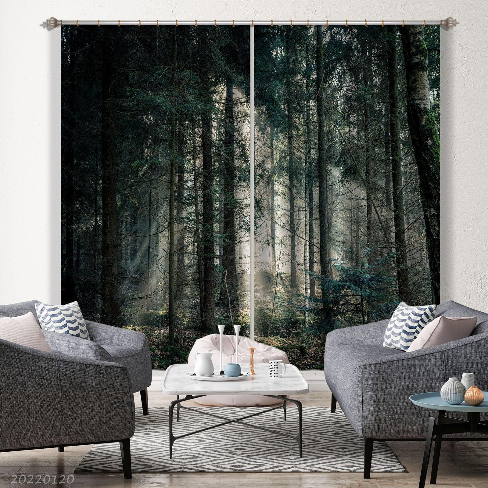 3D Woods Sunshine Meadow Curtains and Drapes GD 1759- Jess Art Decoration