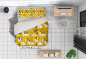 3D Cartoon Horse Yellow Quilt Cover Set Bedding Set Pillowcases 55- Jess Art Decoration