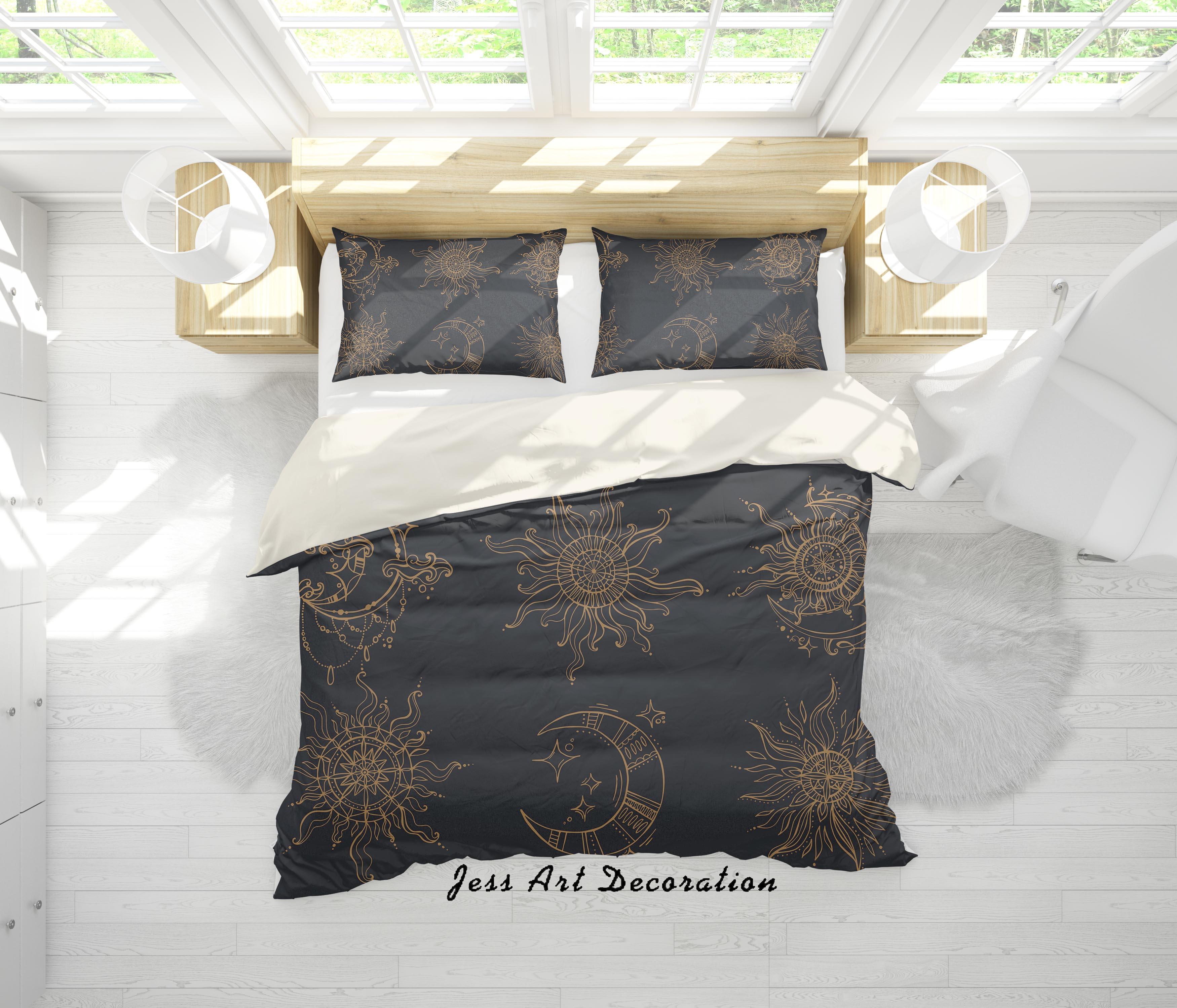 3D Golden Sun Moon Pattern Quilt Cover Set Bedding Set Pillowcases 26- Jess Art Decoration