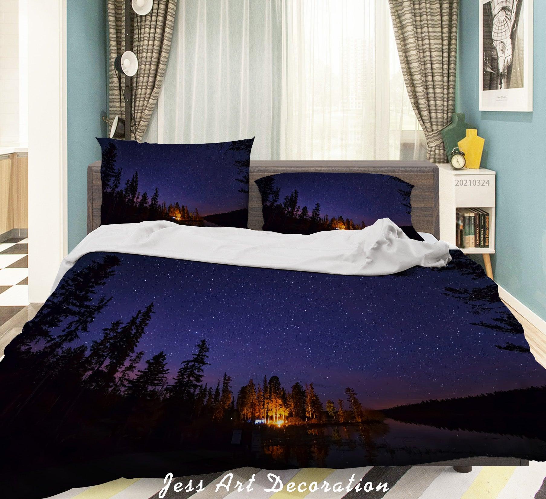 3D Forest Night View Quilt Cover Set Bedding Set Duvet Cover Pillowcases 125 LQH- Jess Art Decoration
