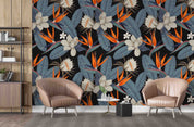 3D Vintage Floral Gray Leaf Wall Mural Wallpaper GD 470- Jess Art Decoration