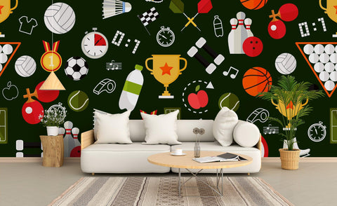 3D Cartoon Ball Games Wall Mural Wallpaper 52- Jess Art Decoration