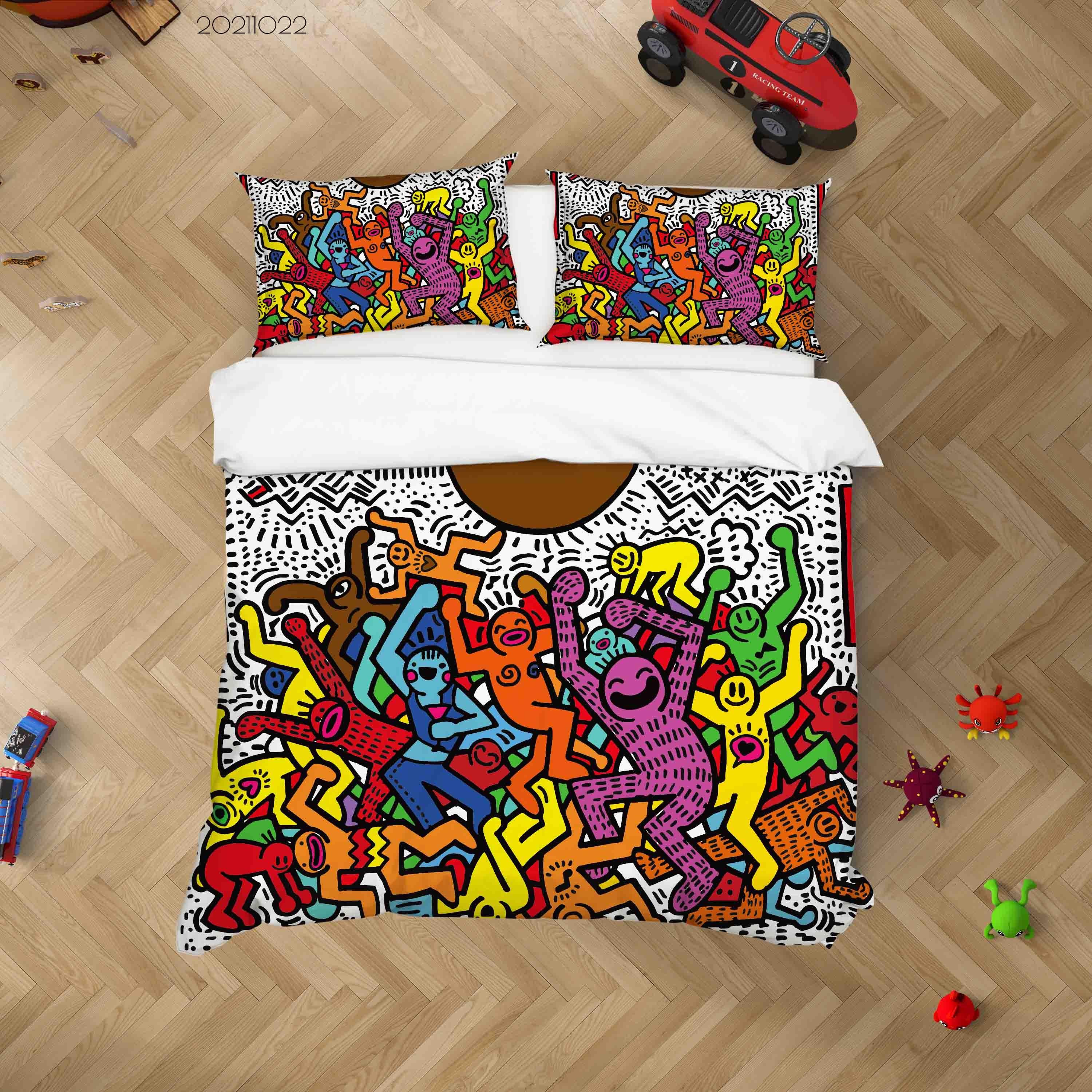 3D Abstract Colorful Funny Illustration Graffiti Quilt Cover Set Bedding Set Duvet Cover Pillowcases 31- Jess Art Decoration