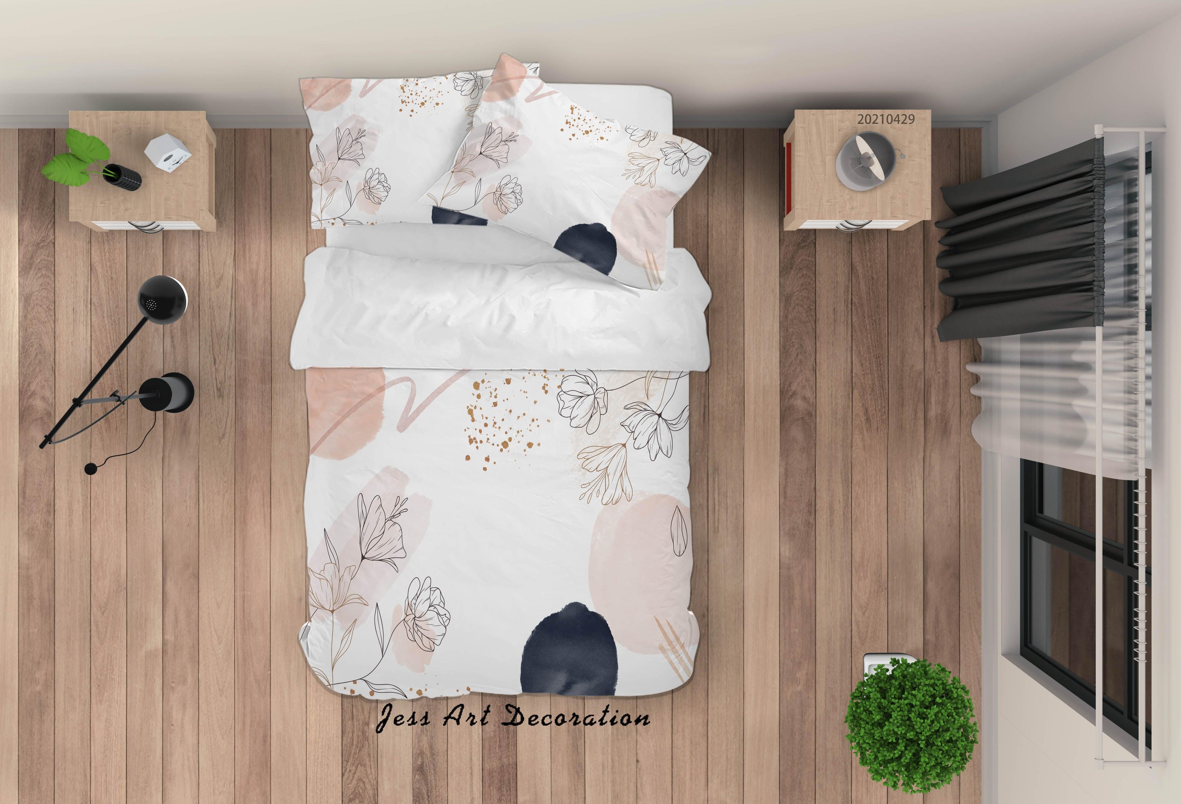 3D Watercolor Color Floral Leaf Quilt Cover Set Bedding Set Duvet Cover Pillowcases 226- Jess Art Decoration
