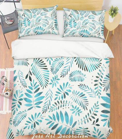 3D Blue Leaves Quilt Cover Set Bedding Set Pillowcases 229- Jess Art Decoration