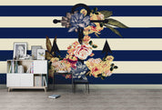 3D Flower Stripe Wall Mural Wallpaper A083 LQH- Jess Art Decoration