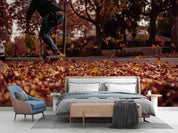 3D Pexels Fall Maple Leaves Street Skateboard Wall Mural Wallpaper LXL- Jess Art Decoration