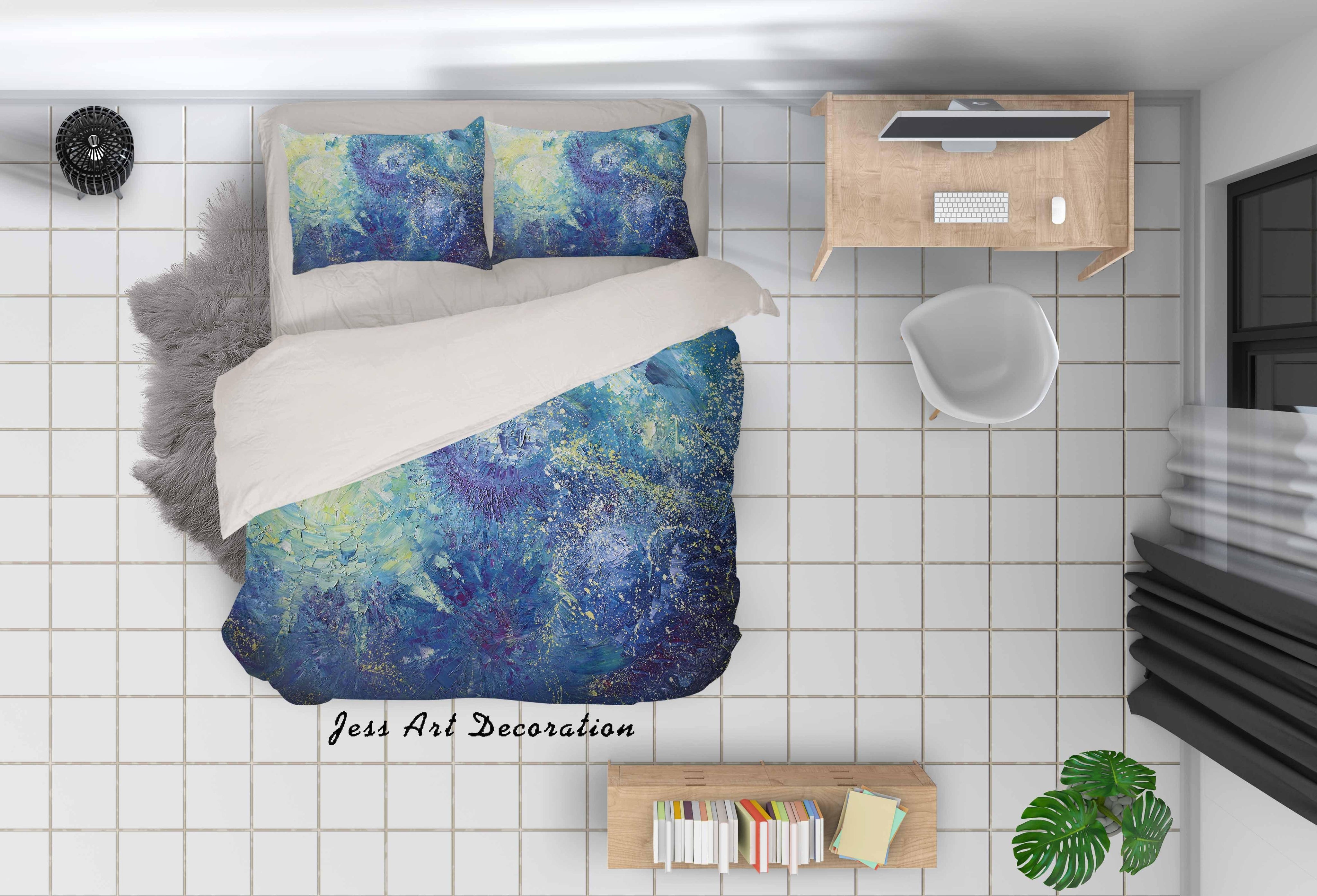 3D Abstract Blue Oil Painting Quilt Cover Set Bedding Set Pillowcasesn 44- Jess Art Decoration