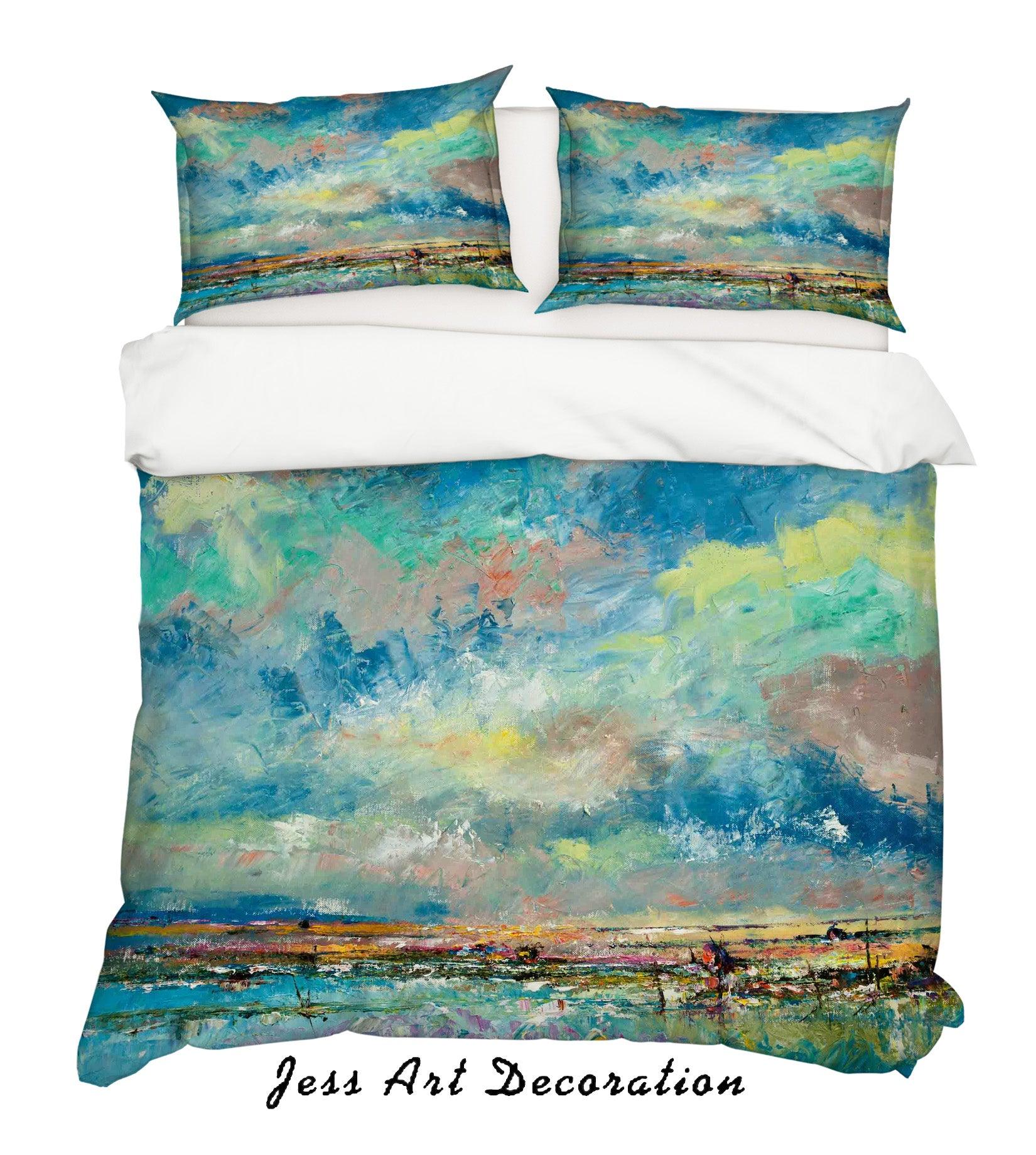 3D Abstract Blue Oil Painting Quilt Cover Set Bedding Set Pillowcasesn 73- Jess Art Decoration