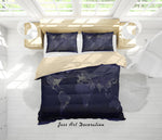 3D World Map Dark Quilt Cover Set Bedding Set Duvet Cover Pillowcases A141 LQH- Jess Art Decoration