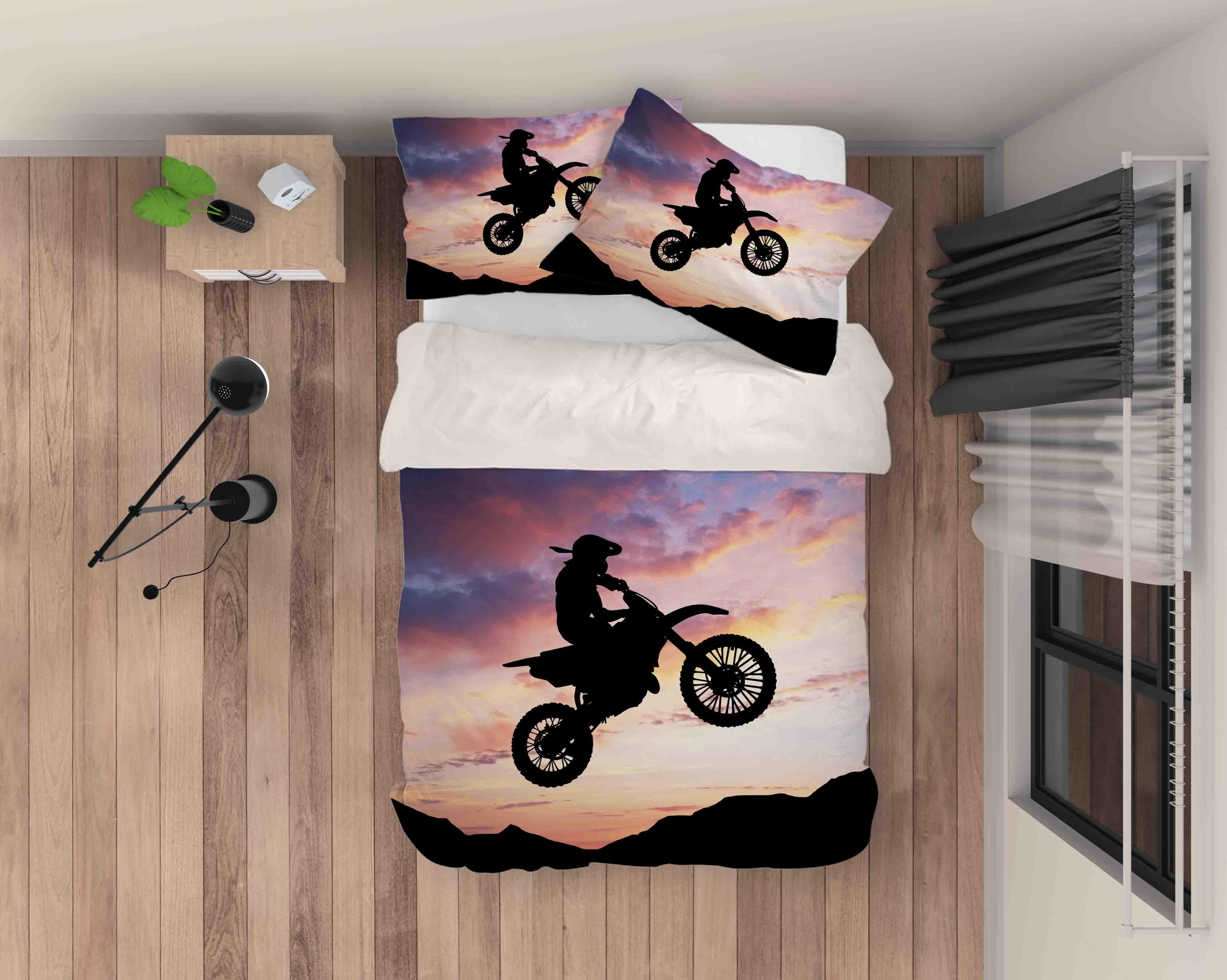 3D Dirt Bike Quilt Cover Set Bedding Set Pillowcases A150 LQH- Jess Art Decoration